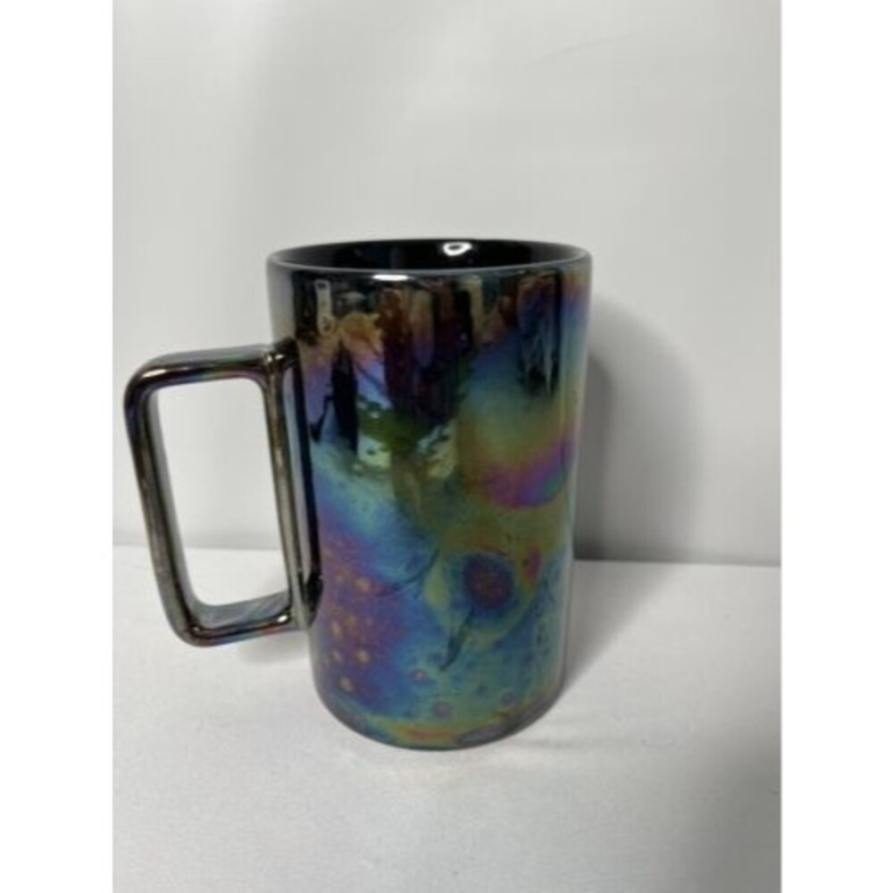 Starbucks Black Purple Iridescent Oil Slick Ceramic Coffee Tea Mug Cup 12 oz